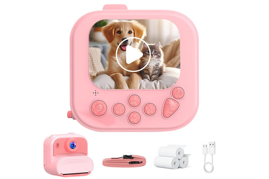 boy and girls DIY Instant Print Camera with 48MP Photo Printer-Pink