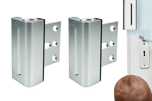 2Pcs Heavy Duty Home Security Defender Door Lock Reinforcement Protection Latch-Sliver