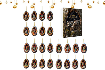 24Pcs Christmas Tree Decoration Hanging Ornaments for Home Holiday-Raccoon