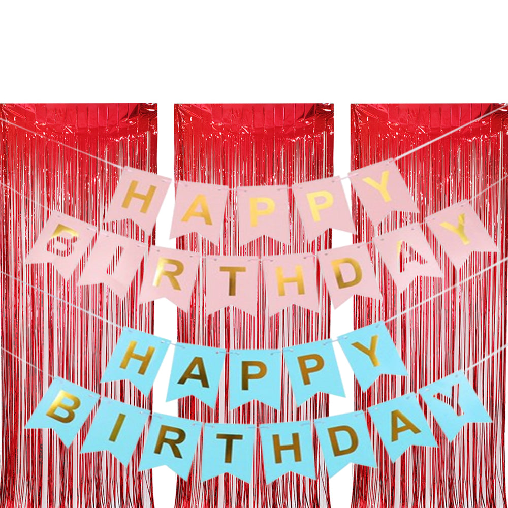 Set of 3Pcs 2M Fringe Curtain Backdrop Curtain Photo Booth Props Streamers Party Decorations Red