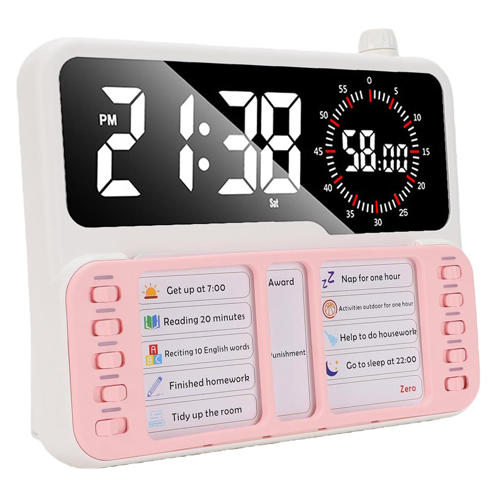 Visual Countdown Timer Clock Task Board and Pen Holder - Pink