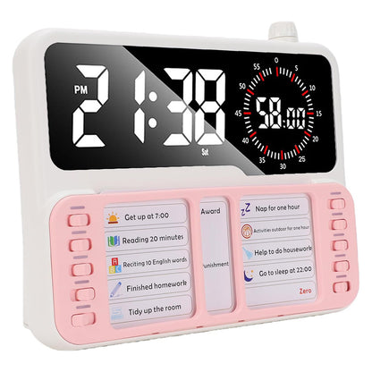 Visual Countdown Timer Clock Task Board and Pen Holder - Pink