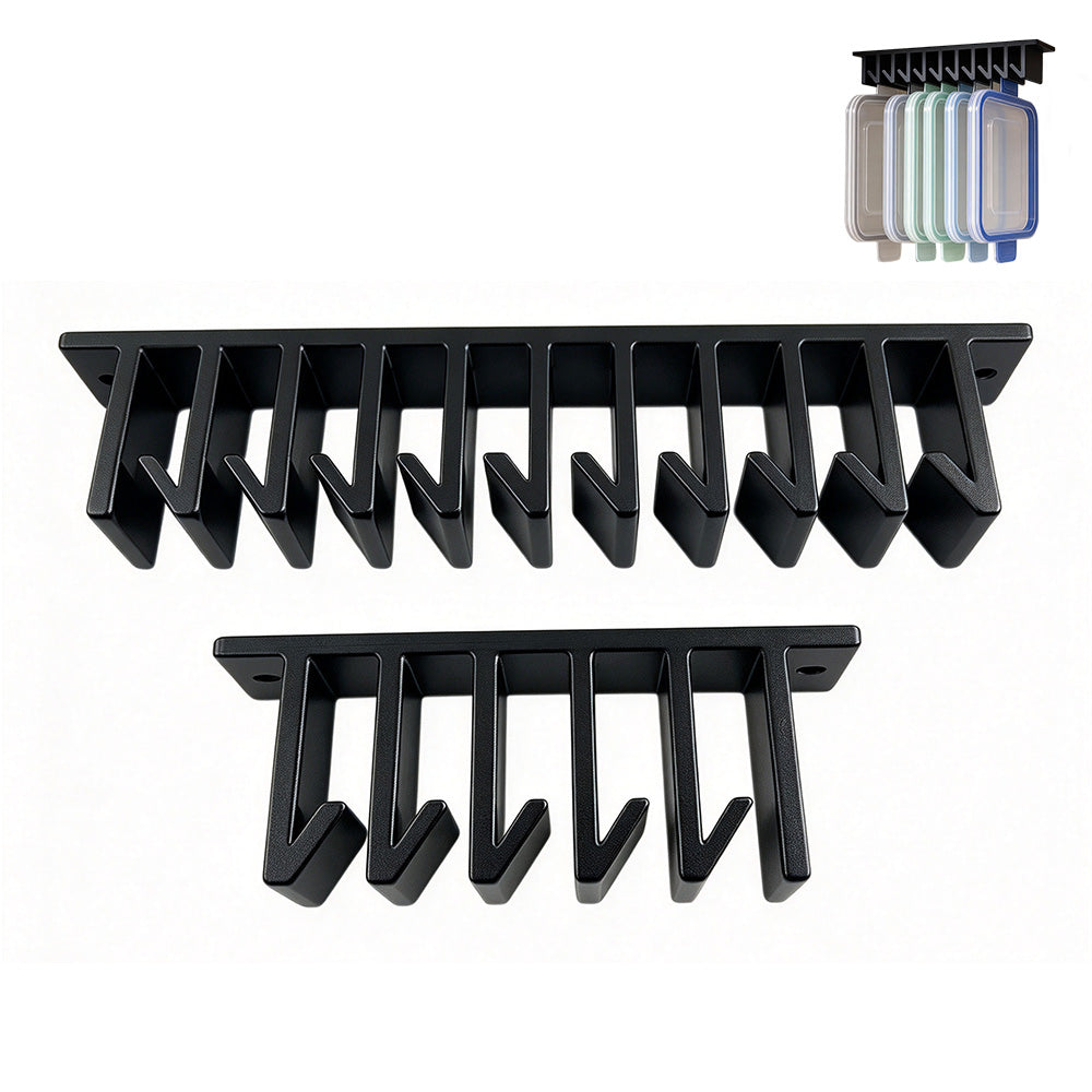 2 Pack 5 Grids Under Shelf Lid Organizer Slide In for Cabinet Storage - Black