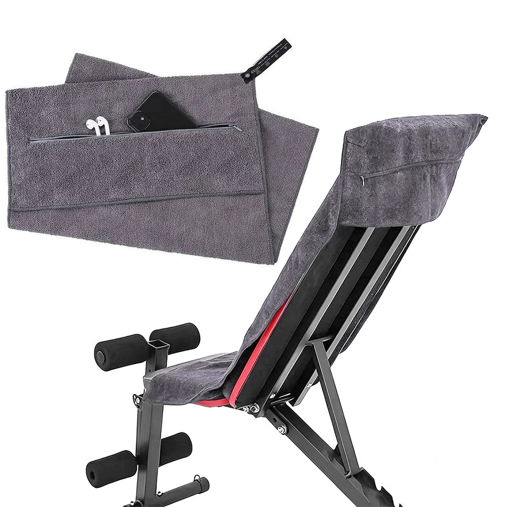 120x50cm Quick Dry Microfibre Gym Towel with Pocket - Grey