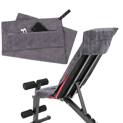 120x50cm Quick Dry Microfibre Gym Towel with Pocket - Grey