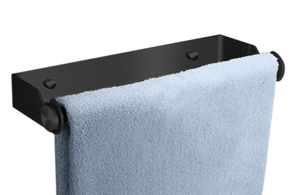 Paper Towel Holder Under Cabinet Wall Mount Stainless Steel Rack Towel Organizer-Black