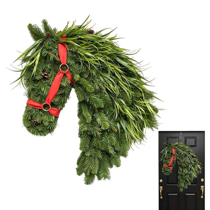 Artificial Horse Head Shaped Christmas Wreath for  Wall Decor - Style2
