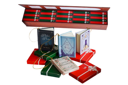 Mini Book Advent Calendar with 25 Book Ornaments for Christmas Countdown Holiday Decorations -Brown