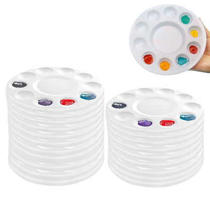 22 Pieces 10 Well Plastic Paint Palette for Acrylic Watercolor Art Painting Supplies