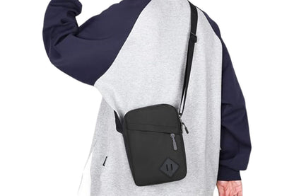 Men's Oxford Crossbody Shoulder Bag with Adjustable Strap and Multi-Pocket Messenger Design-Black