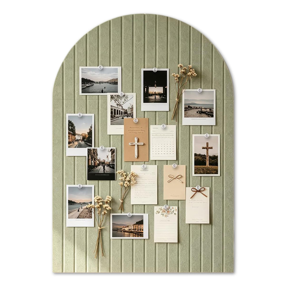 Large Arched Felt Bulletin Board with 30 Push Pins - Green
