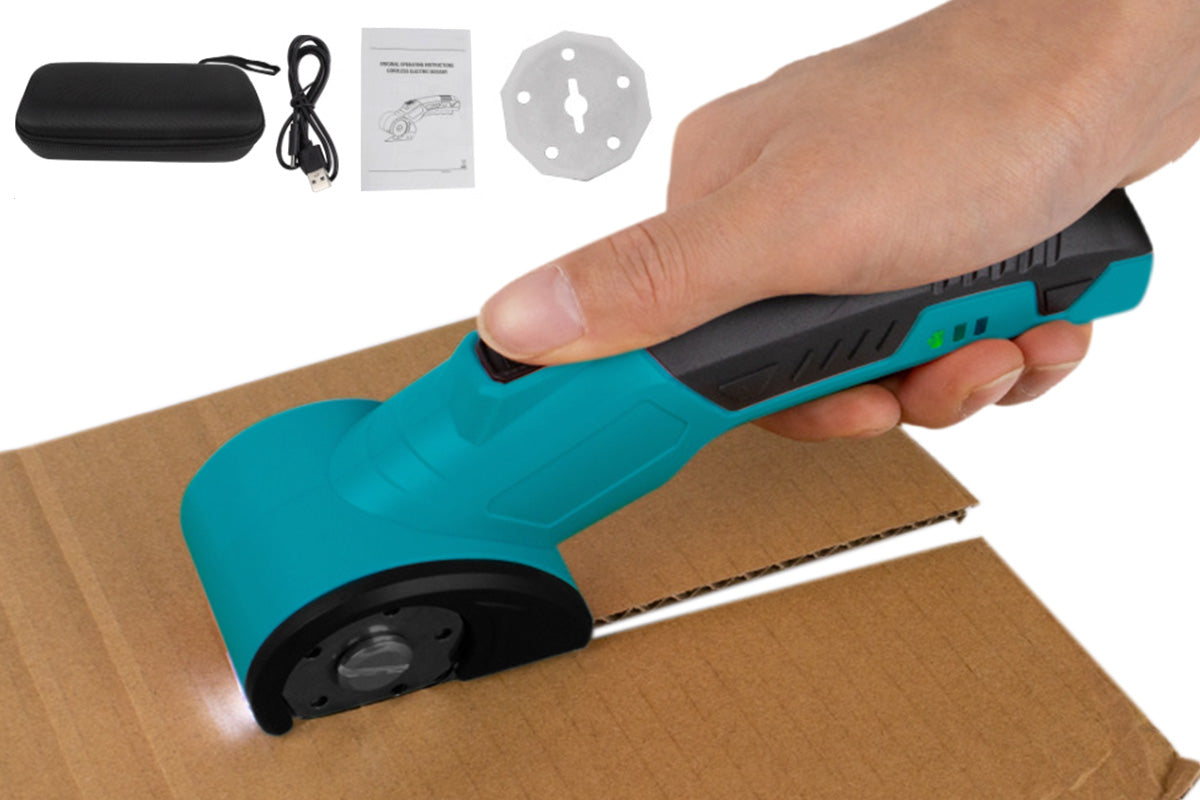 USB Cordless Electric Scissors Rechargeable Fabric and Cardboard Cutter-Blue