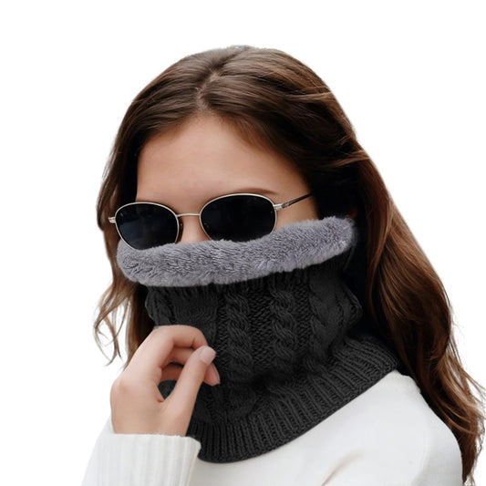 Winter Neck Gaiter Fleece Thick Neck Warmer Cover Ski Gaiters for Men Women-Black