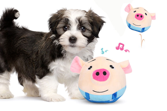 2Pcs Active Moving Pet Plush Toy Interactive Bouncing Ball Sound Electronic Dog Toy-Blue