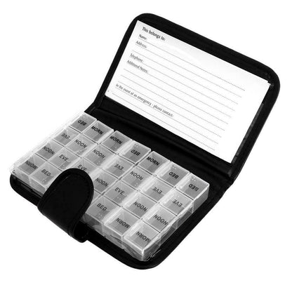 Weekly Pill Organizer Individual Medicine Containers for Vitamins Supplements-Black