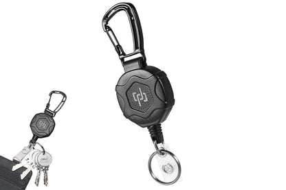 Heavy Duty Retractable ID Badge Holder Keychain Black