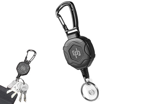 Retractable ID Badge Holder Keychain - Black