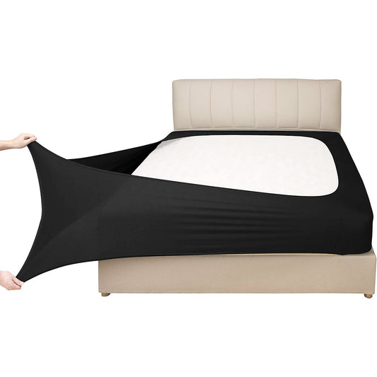 Elastic Box Spring Cover Stretchy Wrap Around 4 Sides Bed Skirt for Hotel Home -Dark Grey