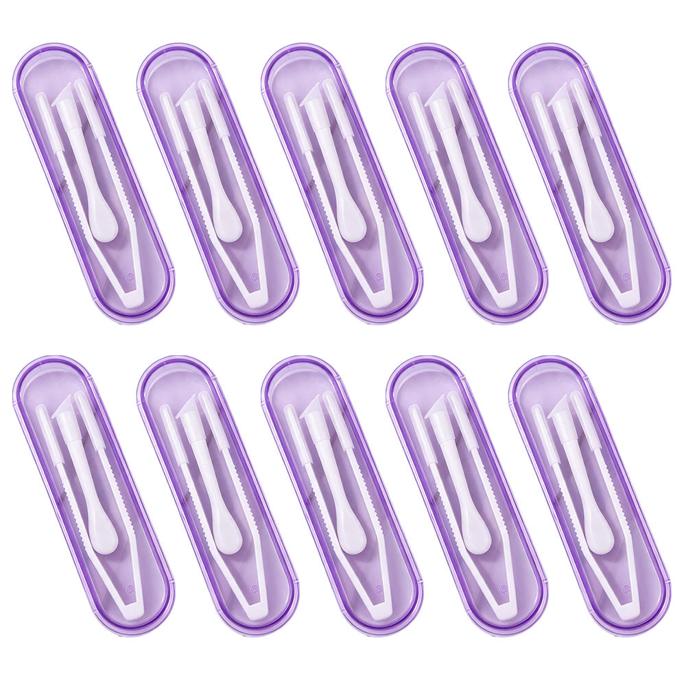 10 Piece Lens Tool Kit with Tweezers Applicator Remover - Purple
