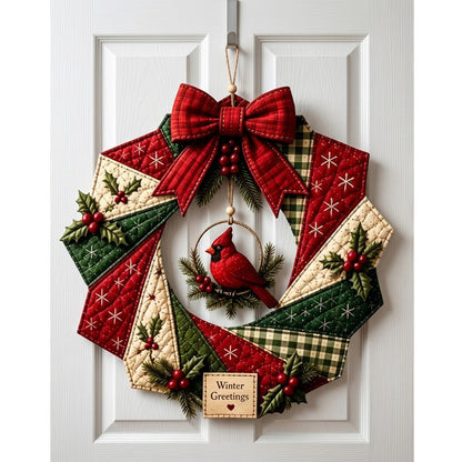 Christmas Wreath DIY Sewing Kit with Precut Fabric for Door Decor - Bird