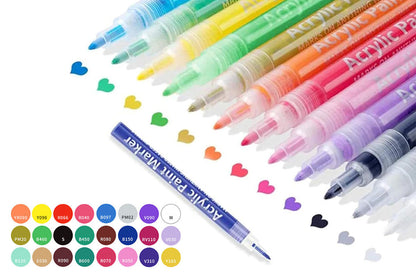 24Pcs DIY Nail Art Paint Pen Set Acrylic Paint Markers Nail Dotting Drawing Pens