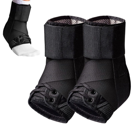 2Pcs Adjustable Lace Up Ankle Brace Support for Sports Running Basketball