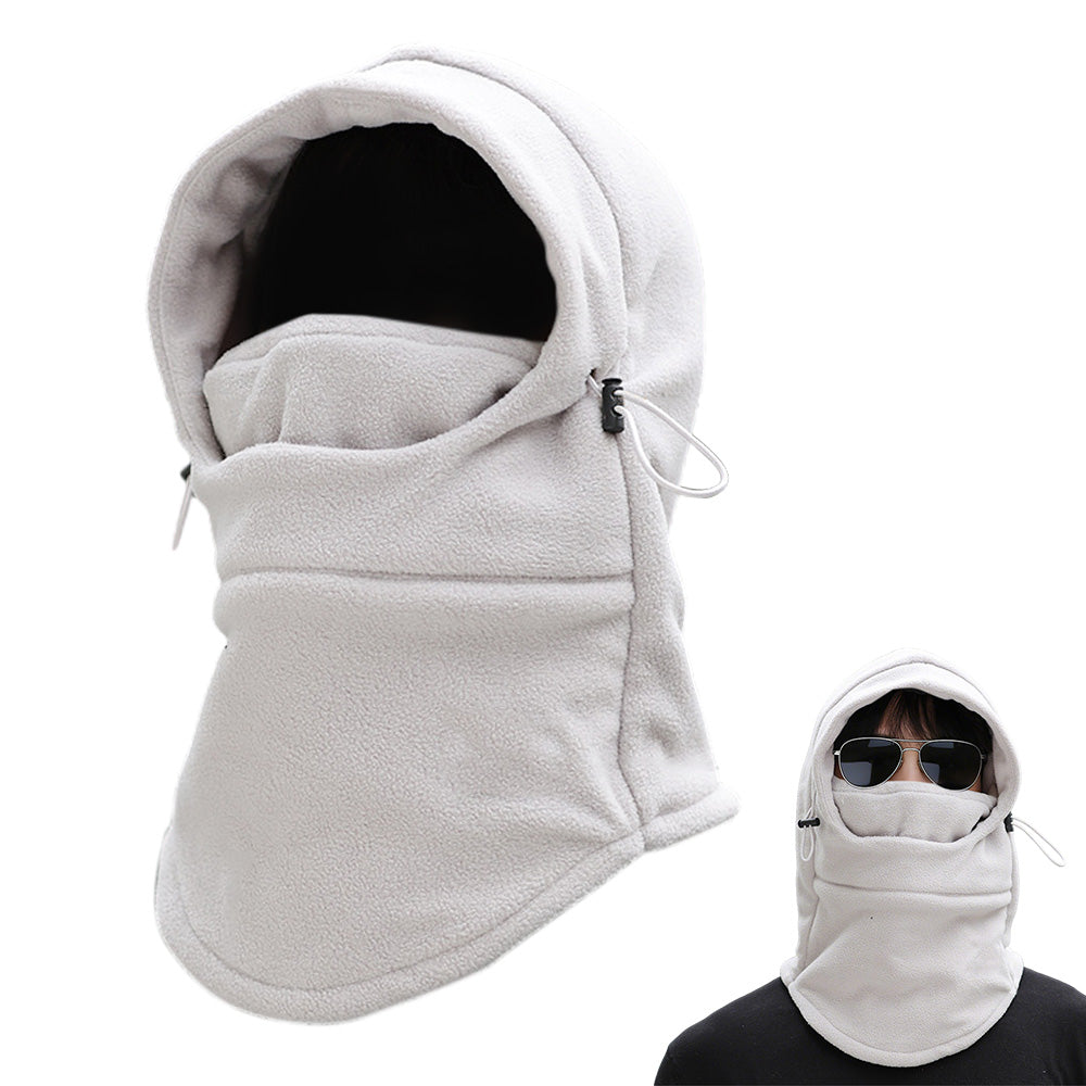 3-in-1 Winter Cycling Balaclava Thermal Fleece Face Mask-Light Grey