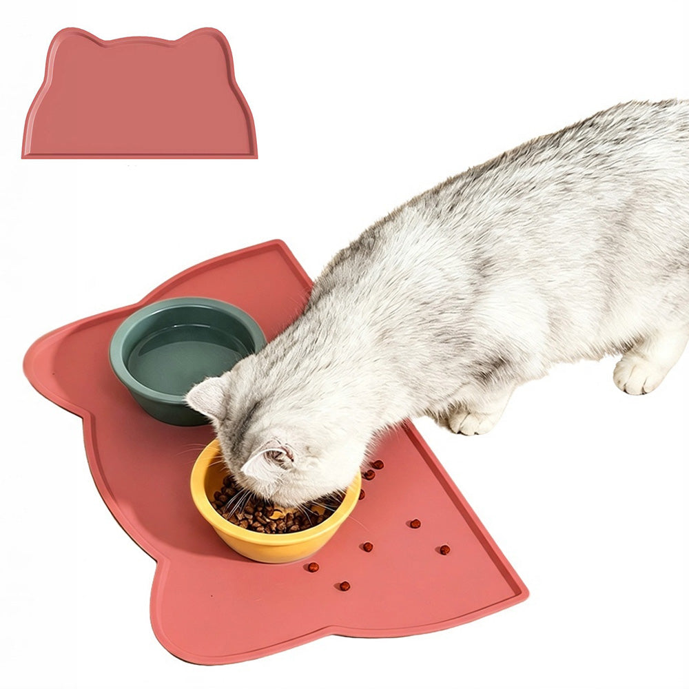 Silicone Pet Feeding Mat with Raised Spill Edge - Pink