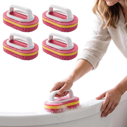 5 Piece Multi Layer Sponge Cleaning Brush Set for Kitchen Bathroom - Red