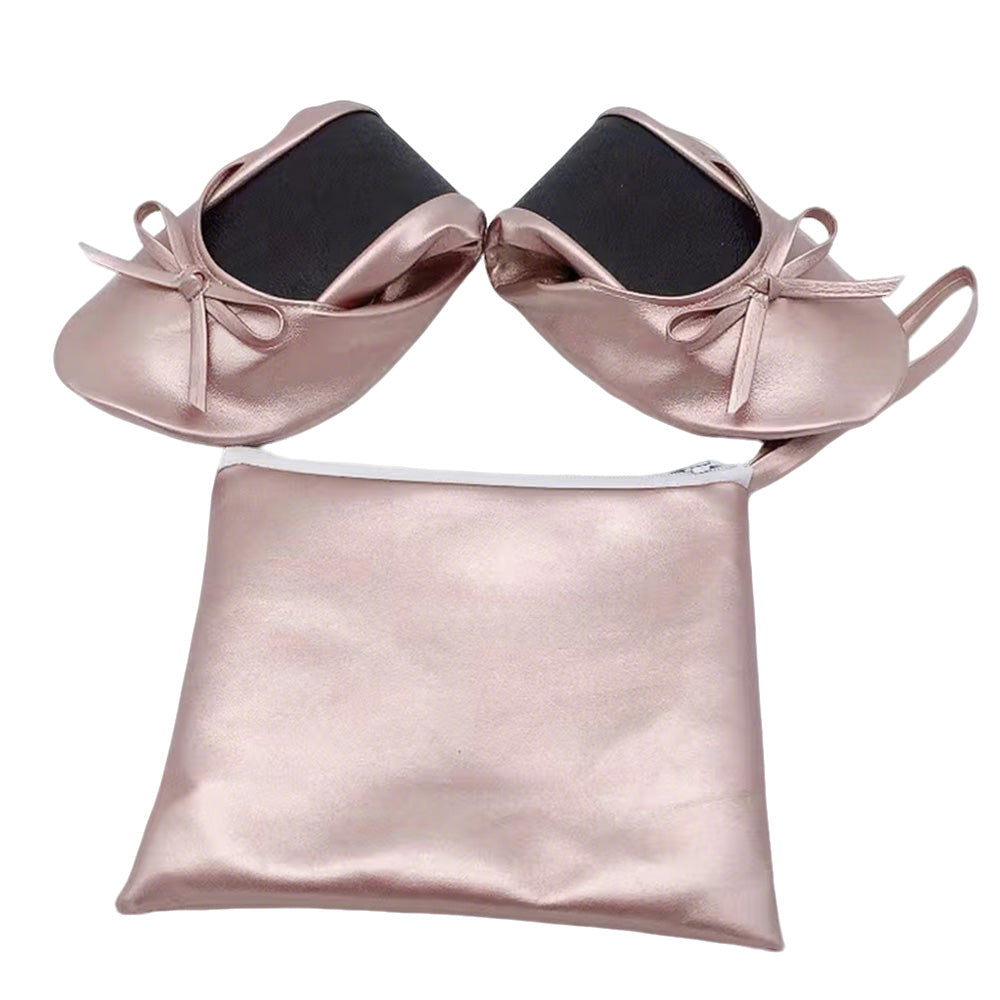 Women Foldable Indoor Ballet Flat Roll Slipper Shoes Dance Shoes Party Ball Prom-Pink