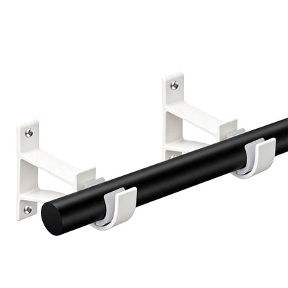 2 Piece Metal Support Curtain Rod Pole - White