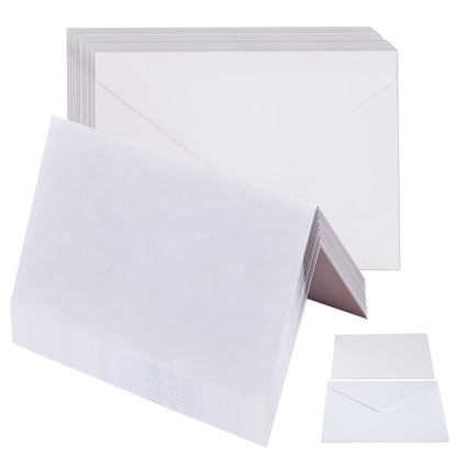 20 Sets Blank Folded Greeting Cards and Self Seal Envelopes - White