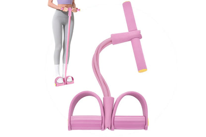 6 Tube Foot Pedal Resistance Band Ankle Puller Fitness Rope Pink