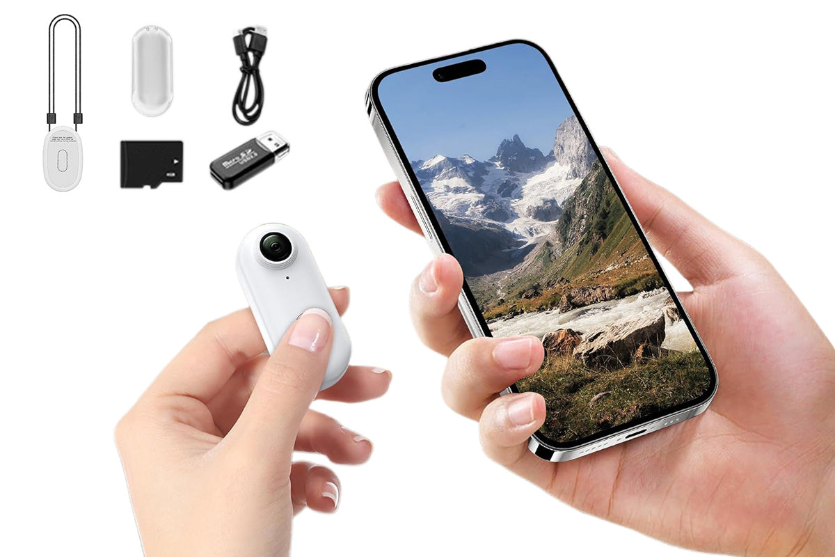 Mini Thumb Action Camera Portable Wearable Camera with Clip White