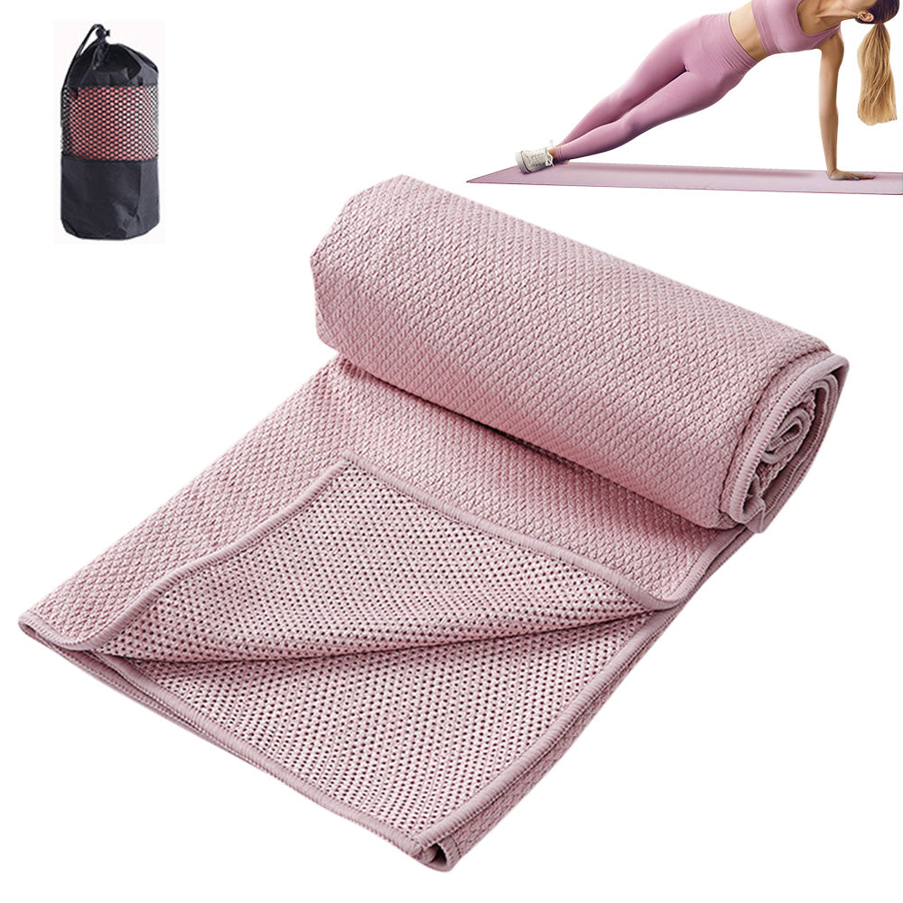 Hot Yoga Towel Microfiber Sweat Anti-Slip Yoga Mat Towels for Bikram Pilates-Pink