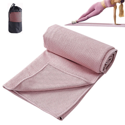 Hot Yoga Towel Microfiber Sweat Anti-Slip Yoga Mat Towels for Bikram Pilates-Pink