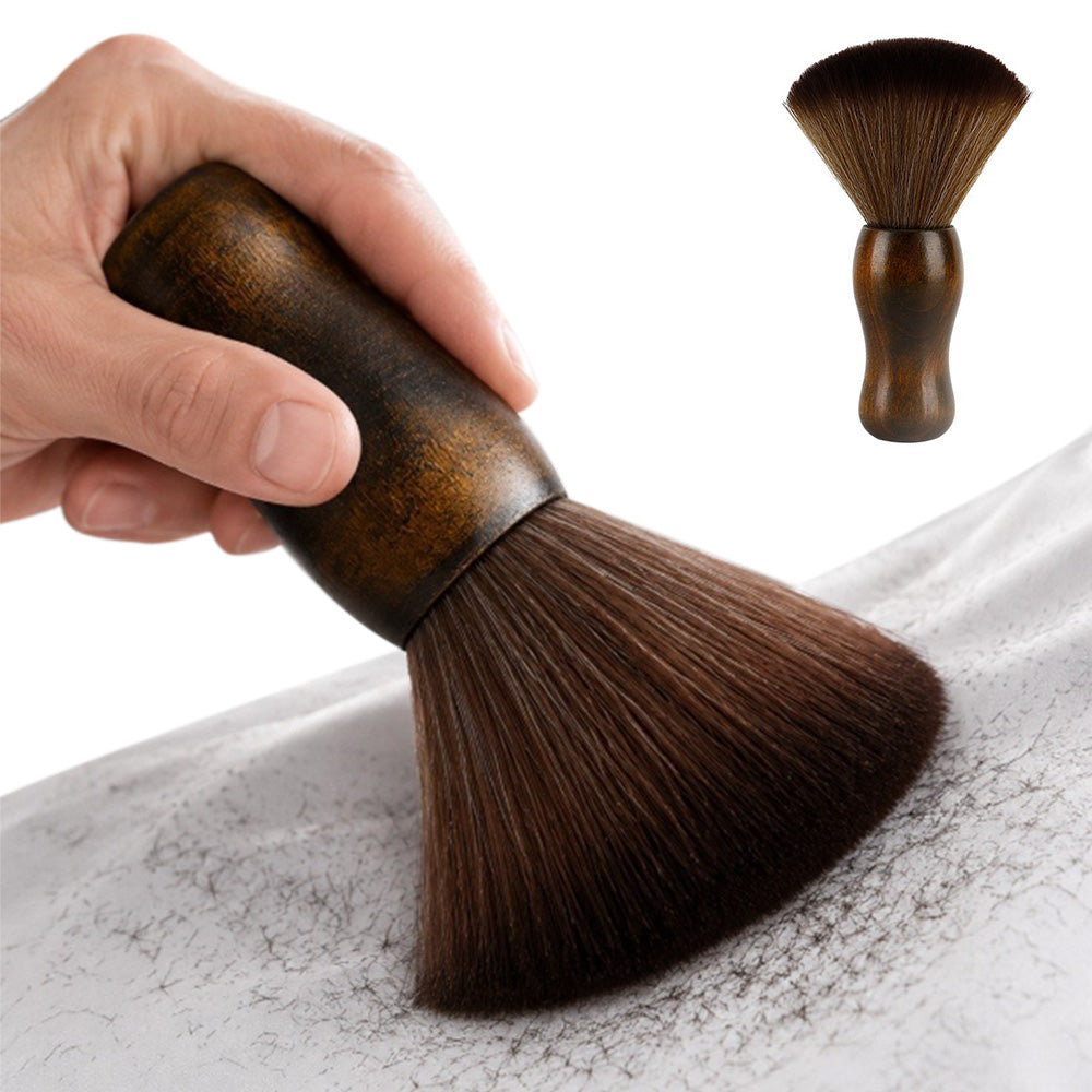 Soft Hair Sweeper Brush with Storage Case Neck Duster Brush - Brown