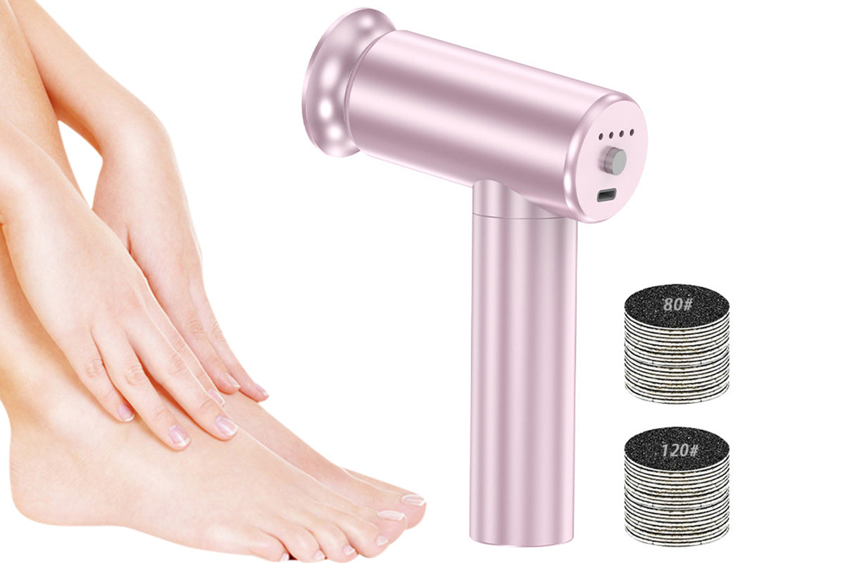 Electric Foot Callus Remover Pedicure Tools With 60PCS Sandpapers Foot Scrubber-Pink