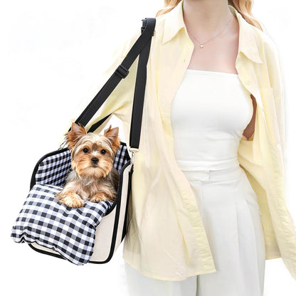 Oxford Fabric Center Console Pet Vehicle Seat Carrier - Beige