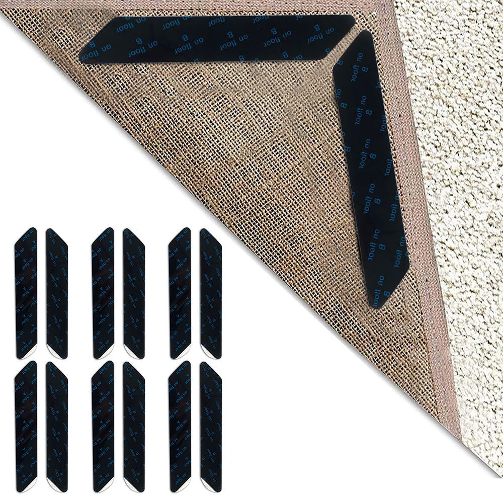 PU Rug Gripper Tape Non Slip Washable Reusable Carpet Stickers - Black