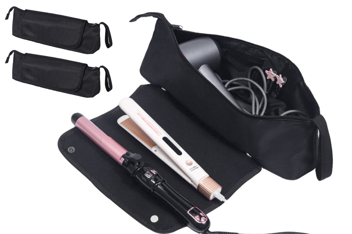 2Pcs Hot Hair Tools Travel Bag with Removable Heat Resistant Mat for Curling Iron