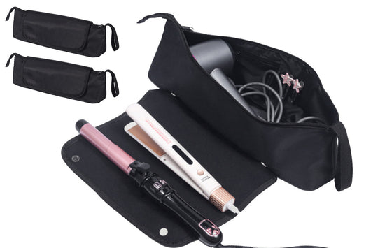 2Pcs Hot Hair Tools Travel Bag with Removable Heat Resistant Mat for Curling Iron