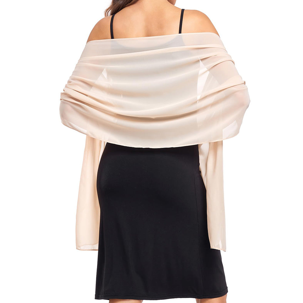 Chiffon Evening Dress Shawl for Weddings Parties - Beige