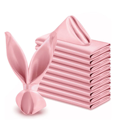 10 Pack Polyester Satin Dinner Napkins for Weddings Hotels Dining - Pink