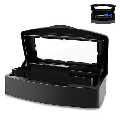 ABS Nail Tool Cleaning Soaking Cleaning Box with Lift Up Filter Tray - Black