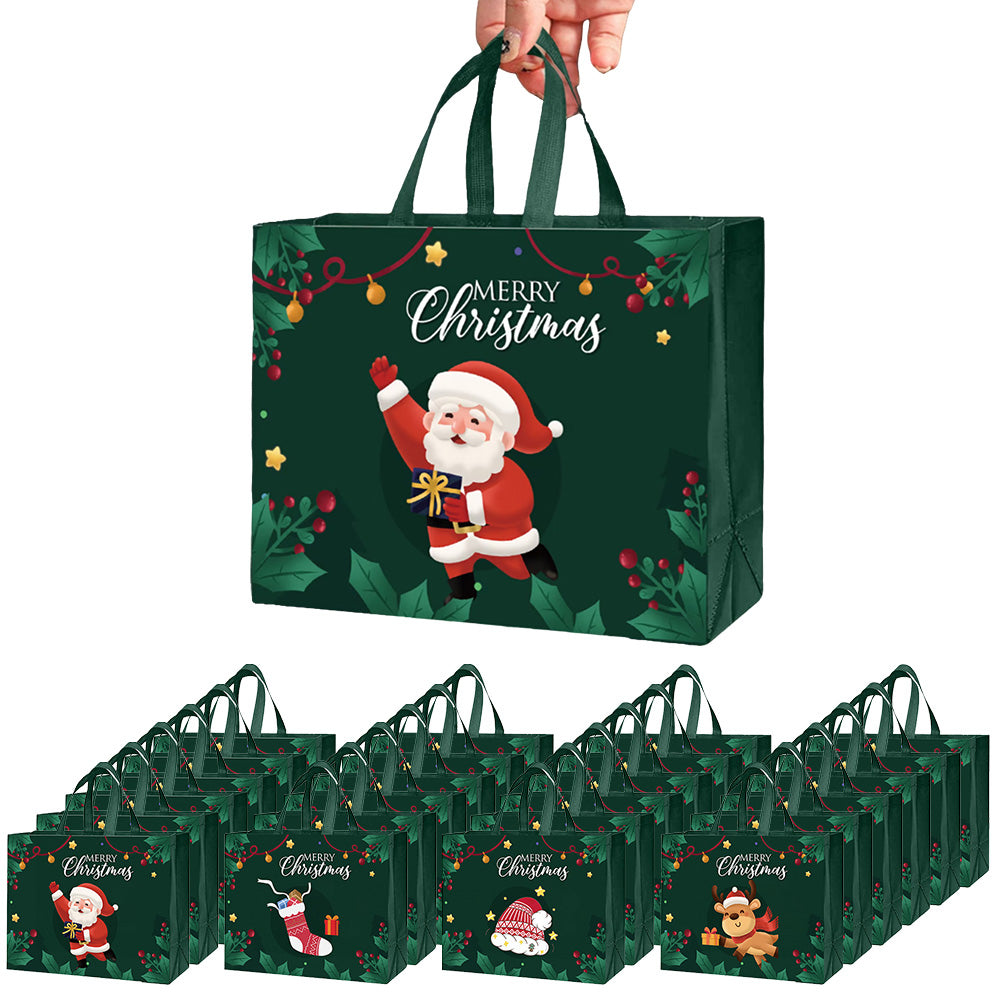 24 Pack Christmas and Halloween Handled Gift Shopping Bags - Green
