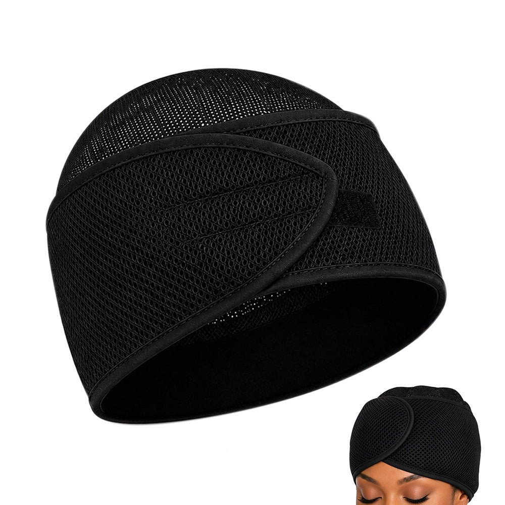 2-in-1 Mesh Sleep Hair Band for Short Hair Overnight - Black