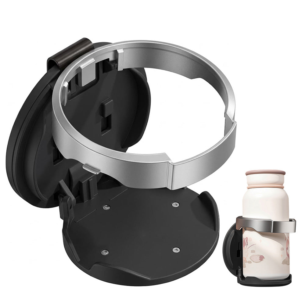 Adjustable Folding Car Door Cup Holder Clip-On Drink Organizer - Black
