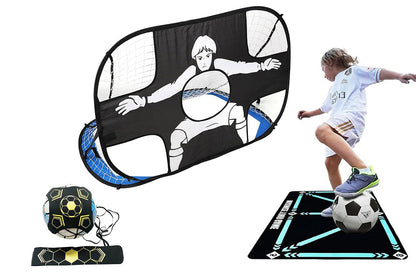 2 in 1 Kids Soccer Pop Up Goal Net Targets Soccer Goal Net Training Football Goal-Soccer Goal+ training mat + training belt