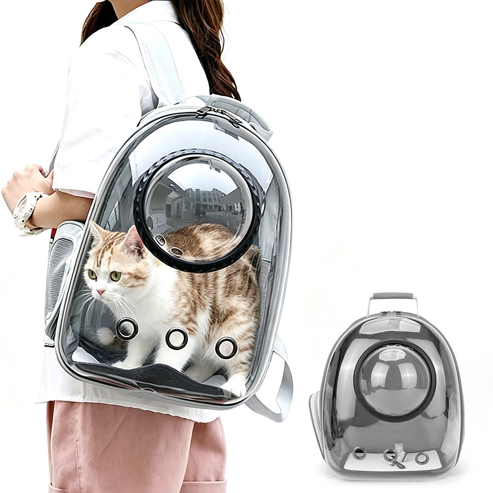 Space Capsule Pet Carrier Backpack with Clear Window - Grey